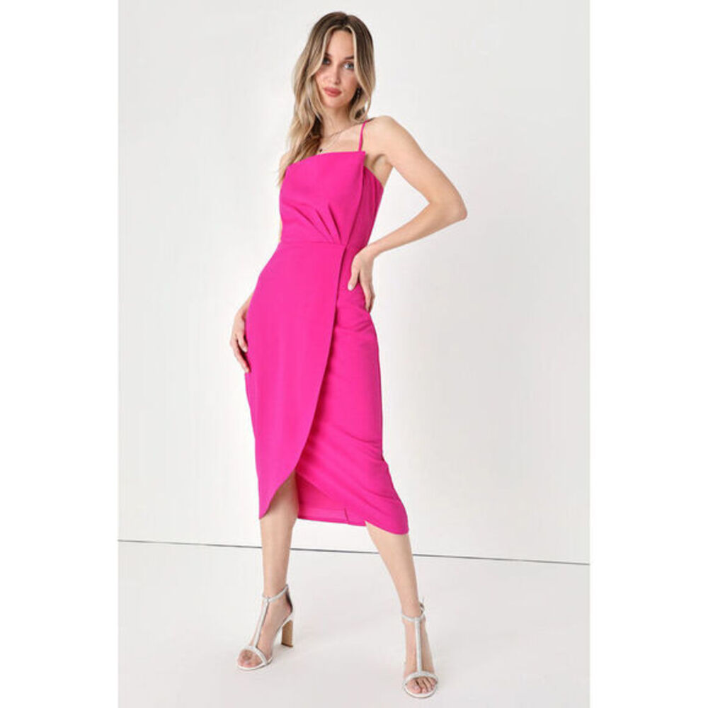 Lulu's Hot Pink Midi Dress